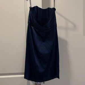 Banana republic strapless short dress in navy satin.